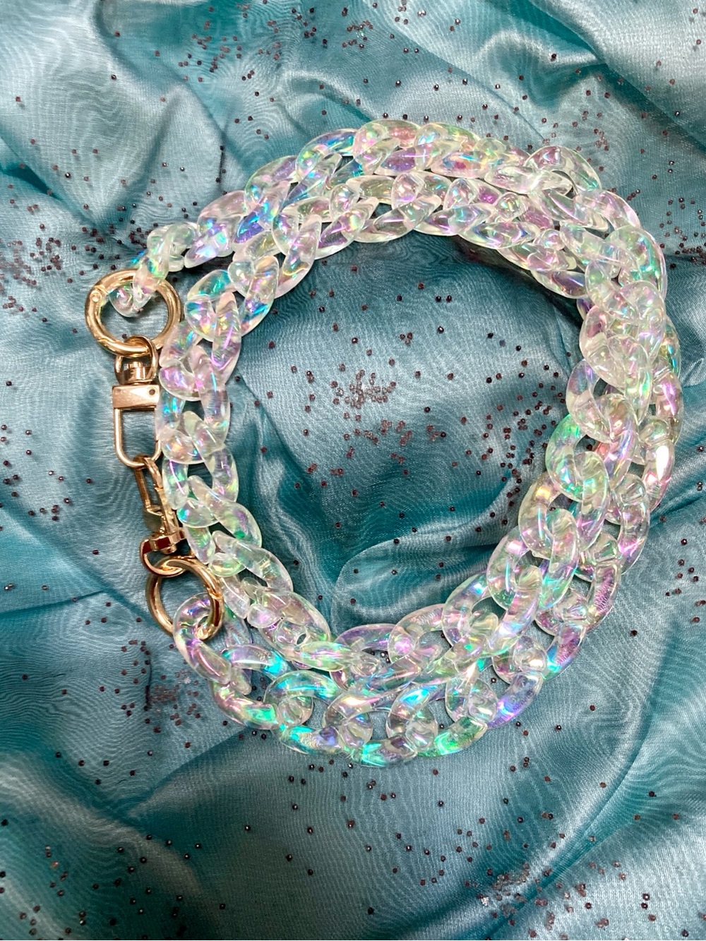 Iridescent Clear Link Bag Strap or Necklace New